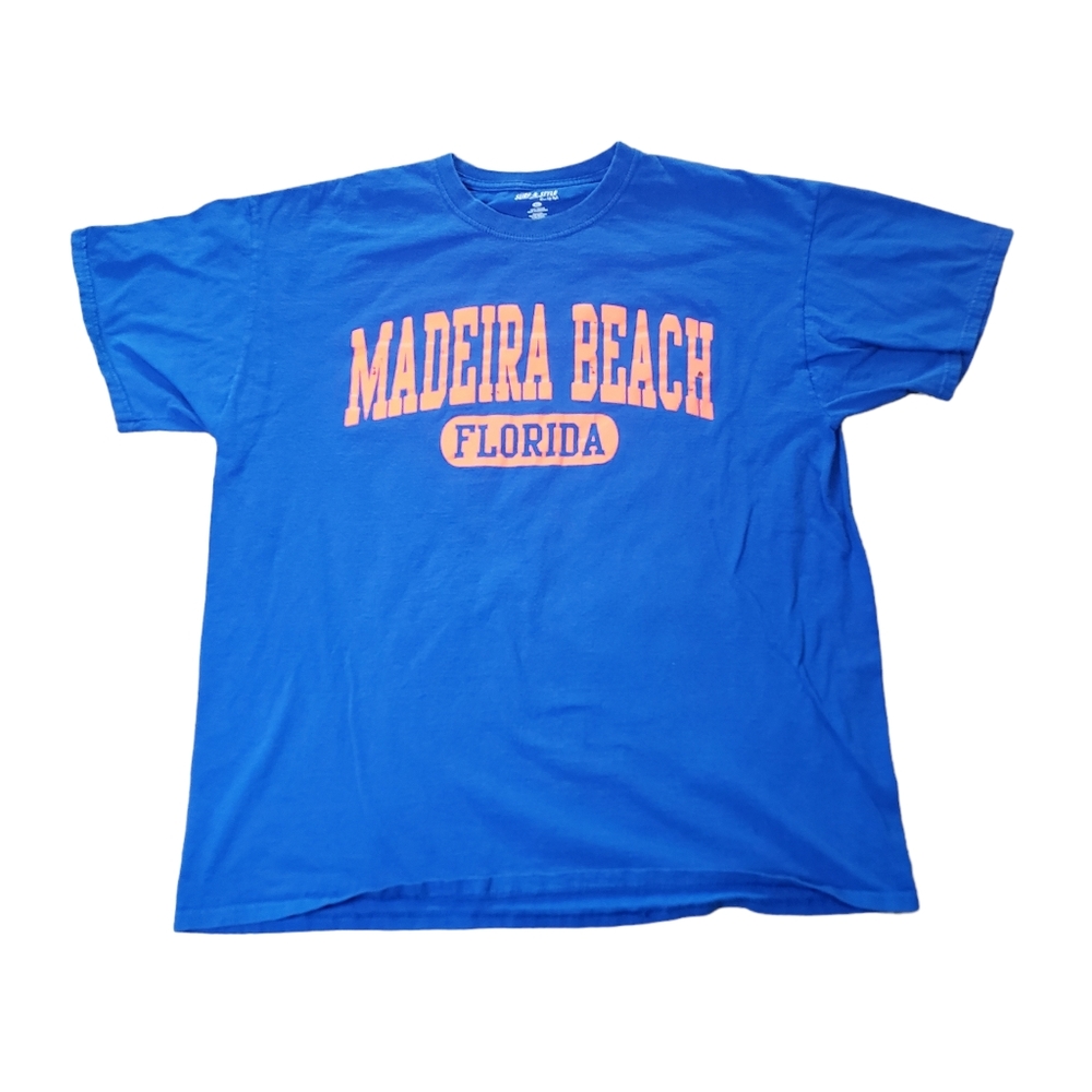 Madeira Beach Florida Shirt Surf Style Sunshine State Tourist Tee XL Blue